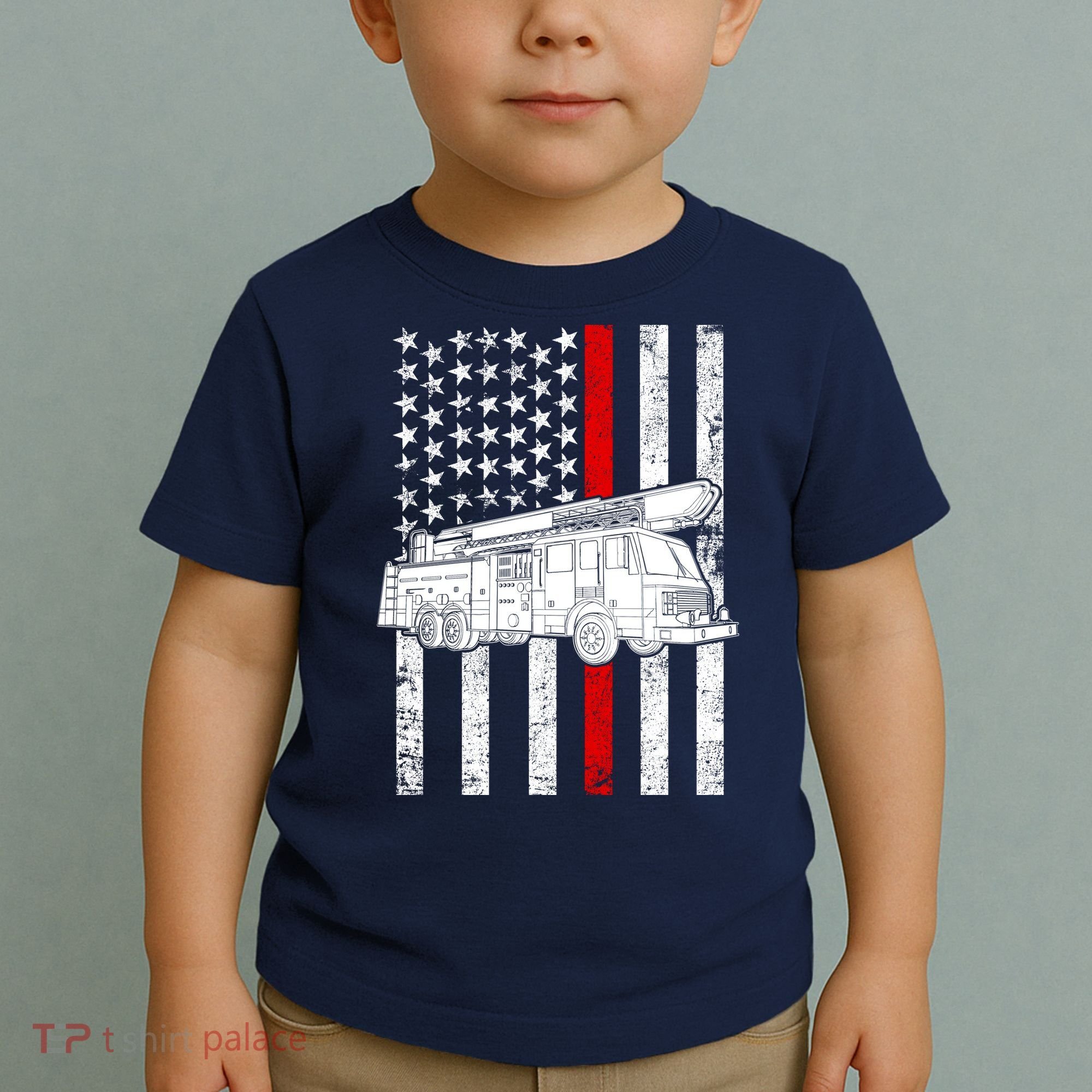 Fire Truck American Firefighter Thin Red Line Flag Toddler T-Shirt