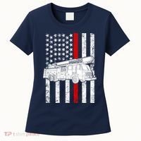 Fire Truck American Firefighter Thin Red Line Flag Women's T-Shirt thumb 0