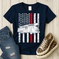 Fire Truck American Firefighter Thin Red Line Flag Women's T-Shirt thumb 3
