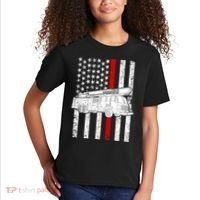 Fire Truck American Firefighter Thin Red Line Flag Kids T-Shirt thumb 2