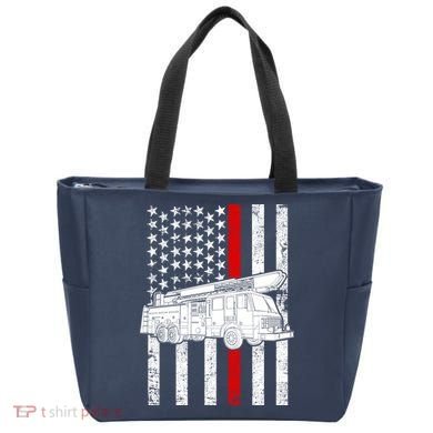 Fire Truck American Firefighter Thin Red Line Flag Tote Bag