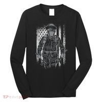 Firefighter American Flag Long Sleeve Shirt thumb 0