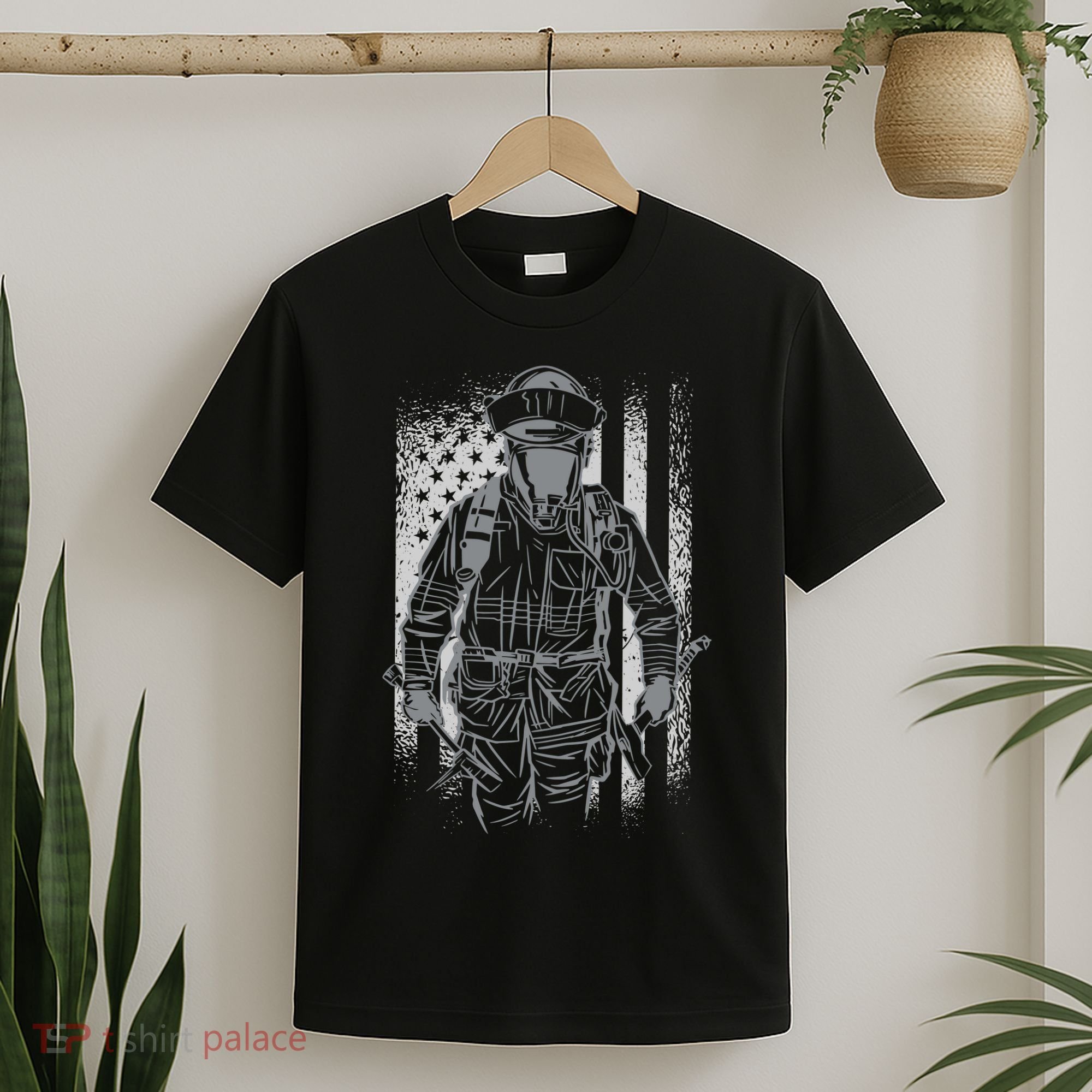Firefighter American Flag T-Shirt