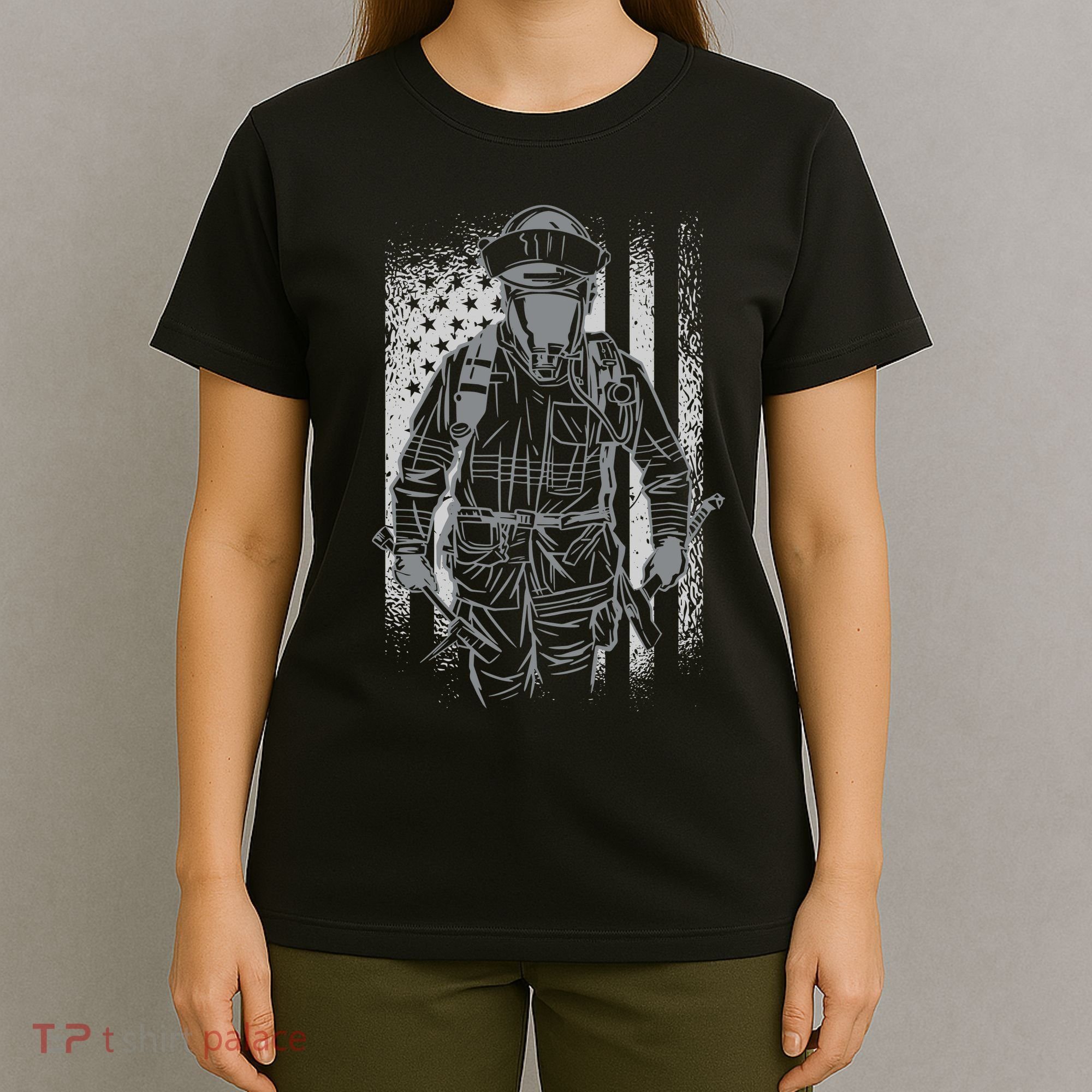 Firefighter American Flag T-Shirt