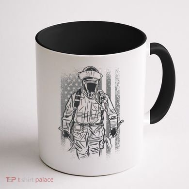 Firefighter American Flag Coffee Mug back