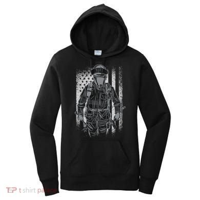 Firefighter American Flag Women's Hoodie