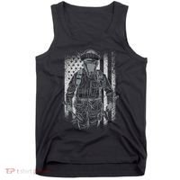 Firefighter American Flag Tank Top thumb 0
