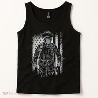 Firefighter American Flag Tank Top thumb 2