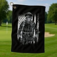 Firefighter American Flag Golf Towel thumb 1