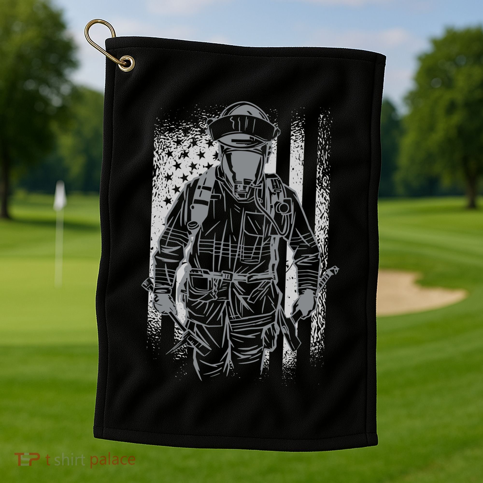 Firefighter American Flag Golf Towel