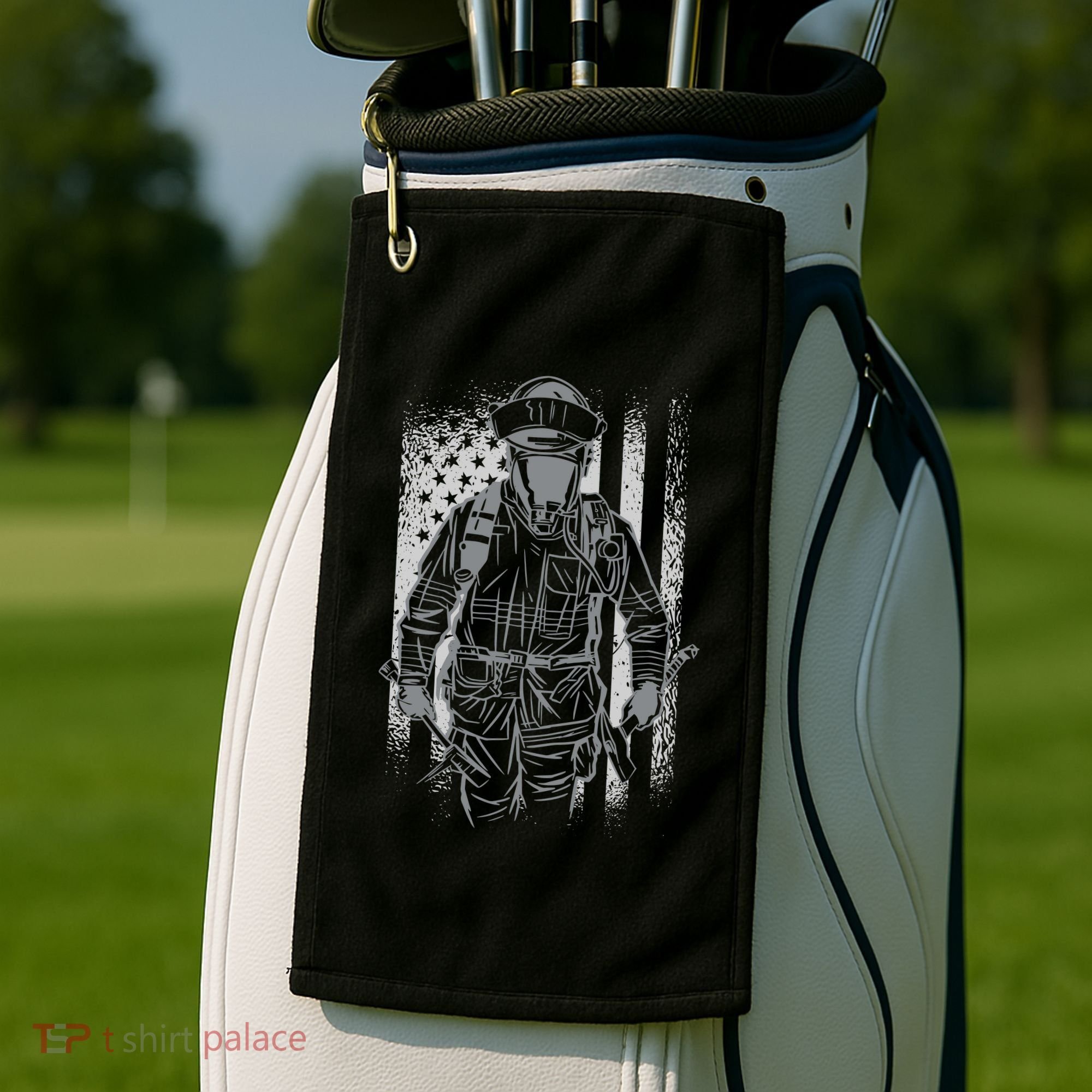 Firefighter American Flag Golf Towel