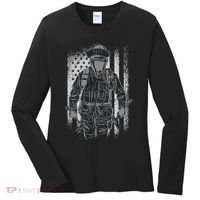 Firefighter American Flag Women's Long Sleeve Shirt thumb 0