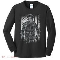 Firefighter American Flag Kids Long Sleeve Shirt thumb 0
