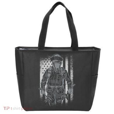 Firefighter American Flag Tote Bag