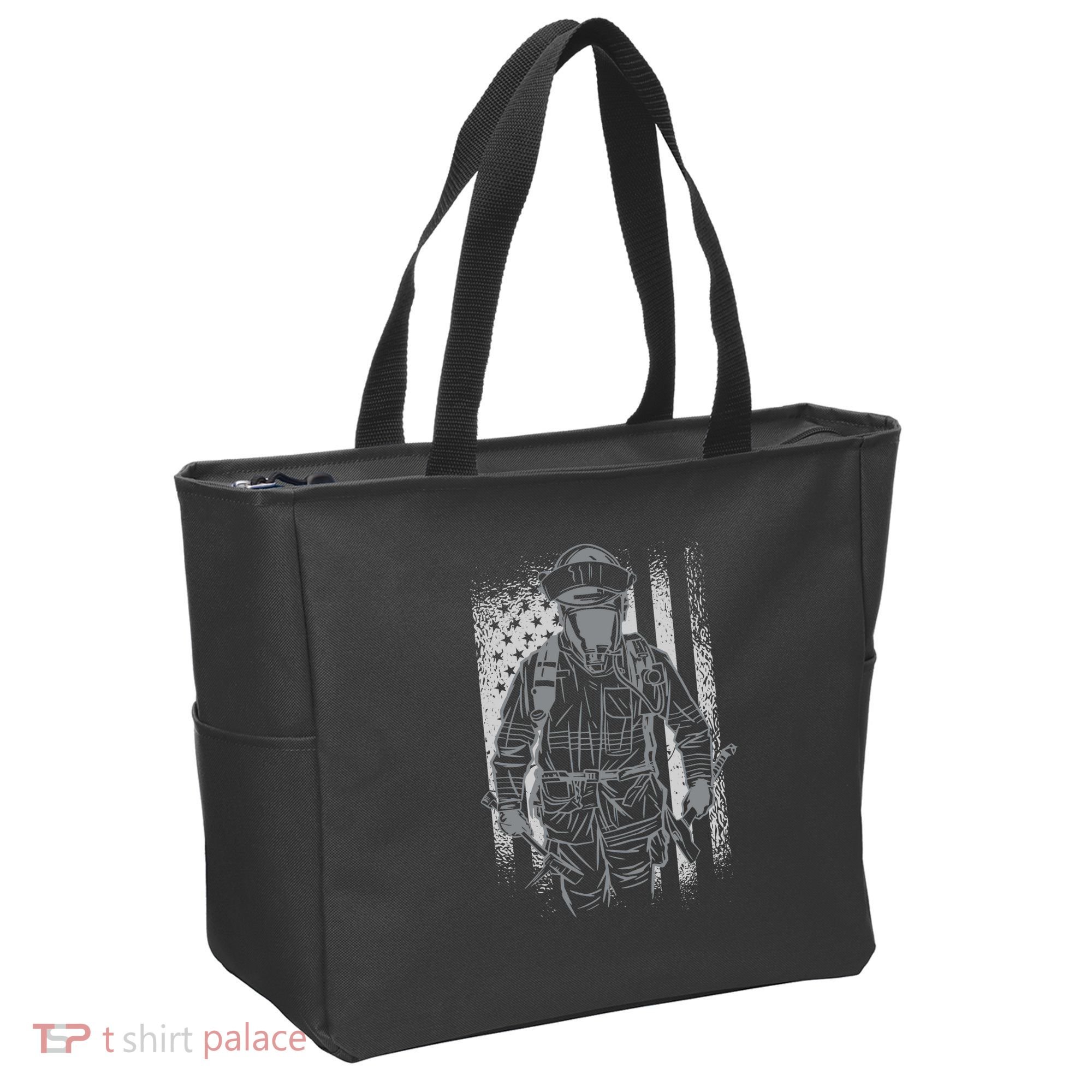 Firefighter American Flag Tote Bag