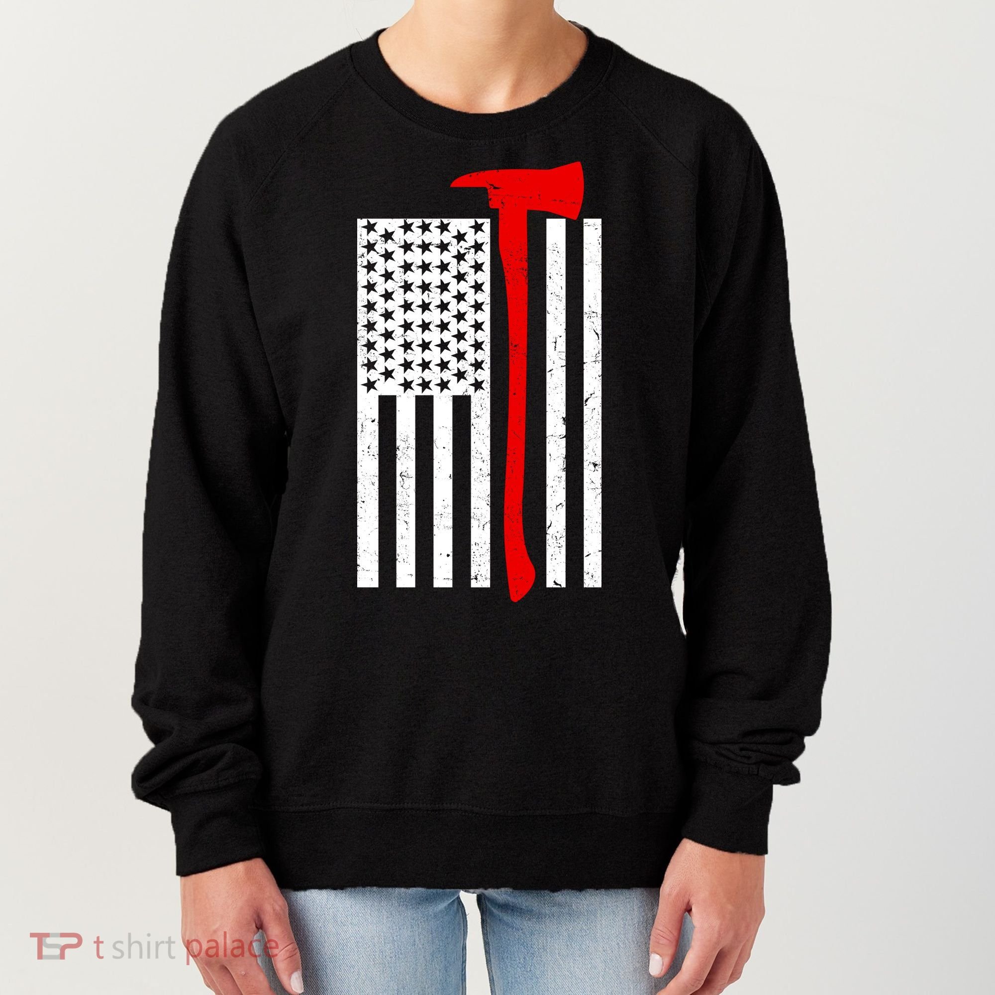 Firefighter Axe American Flag Women's Sweatshirt