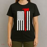 Firefighter Axe American Flag T-Shirt thumb 4
