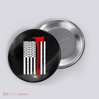 Firefighter Axe American Flag Button