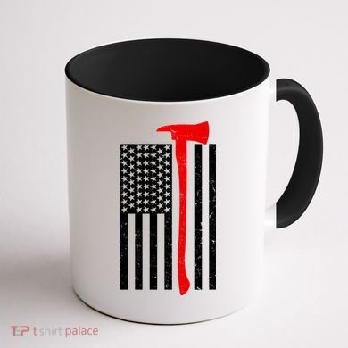 Firefighter Axe American Flag Coffee Mug back