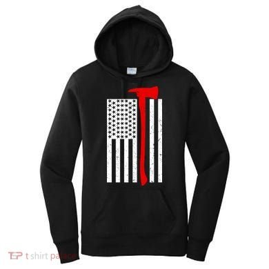 Firefighter Axe American Flag Women's Hoodie