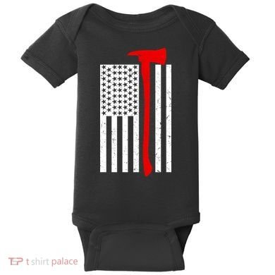 Firefighter Axe American Flag Baby Bodysuit