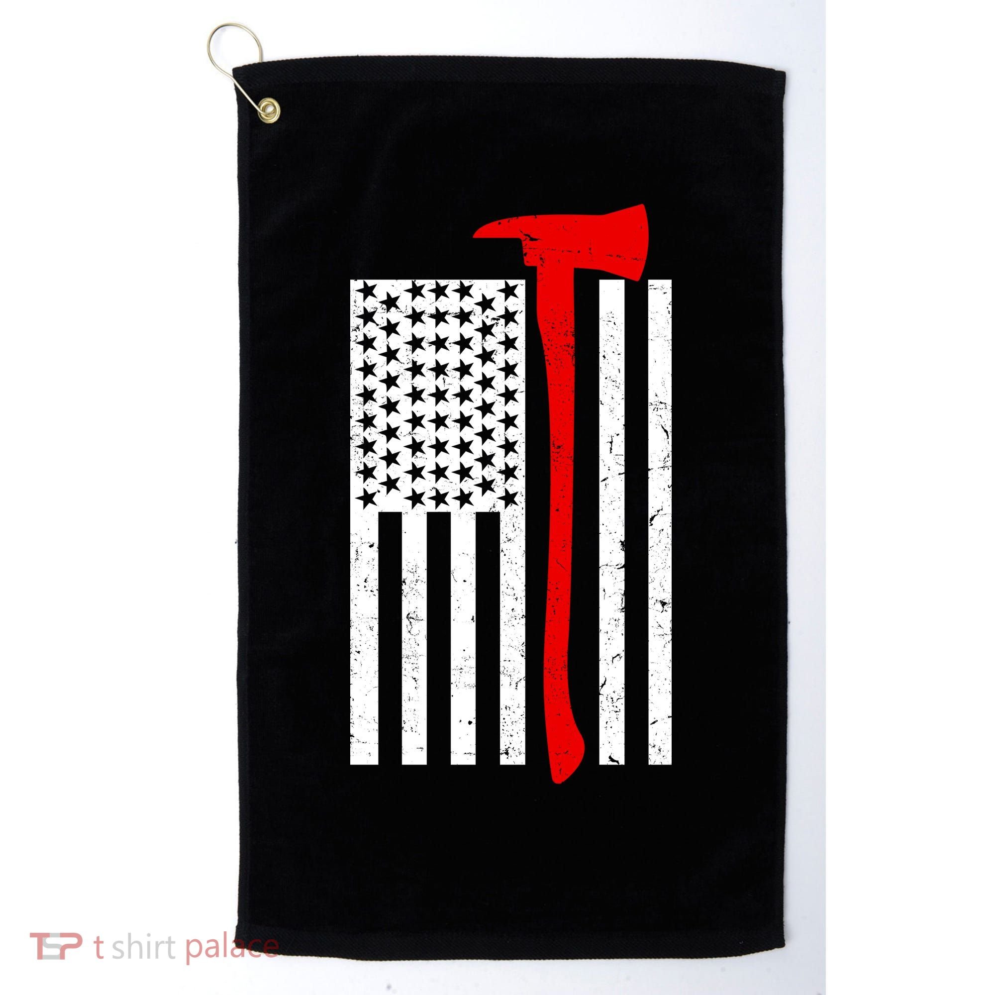 Firefighter Axe American Flag Golf Towel