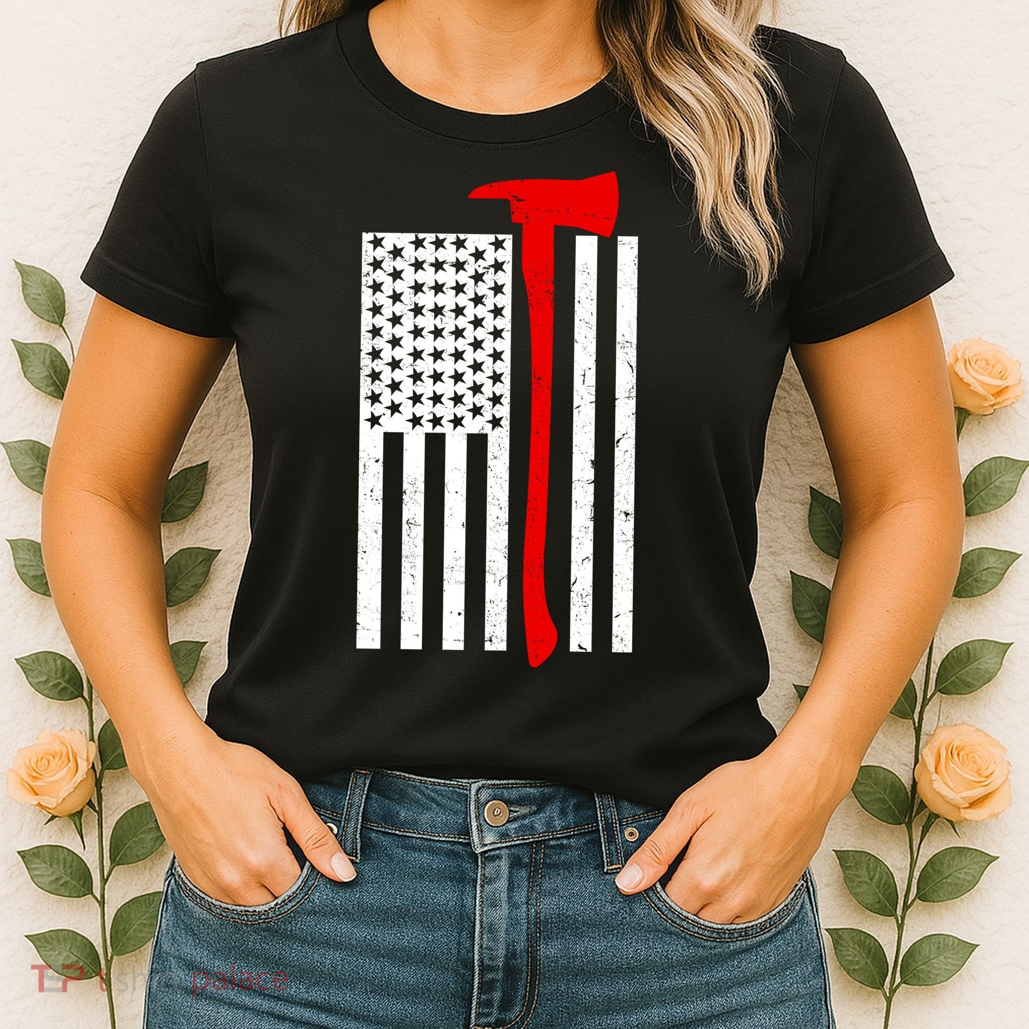Firefighter Axe American Flag Women's T-Shirt