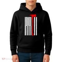 Firefighter Axe American Flag Kids Hoodie thumb 4