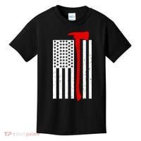 Firefighter Axe American Flag Kids T-Shirt thumb 0