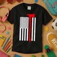 Firefighter Axe American Flag Kids T-Shirt thumb 3
