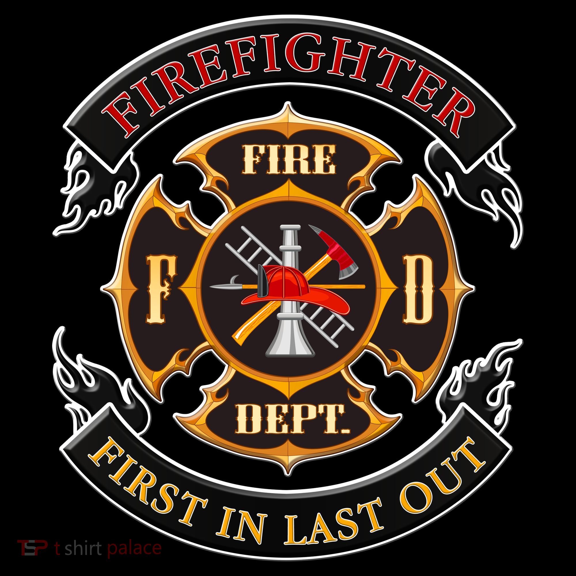Firefighter Biker Logo First In Last Out Bucket Hat