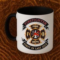 Firefighter Biker Logo First In Last Out Coffee Mug thumb 2