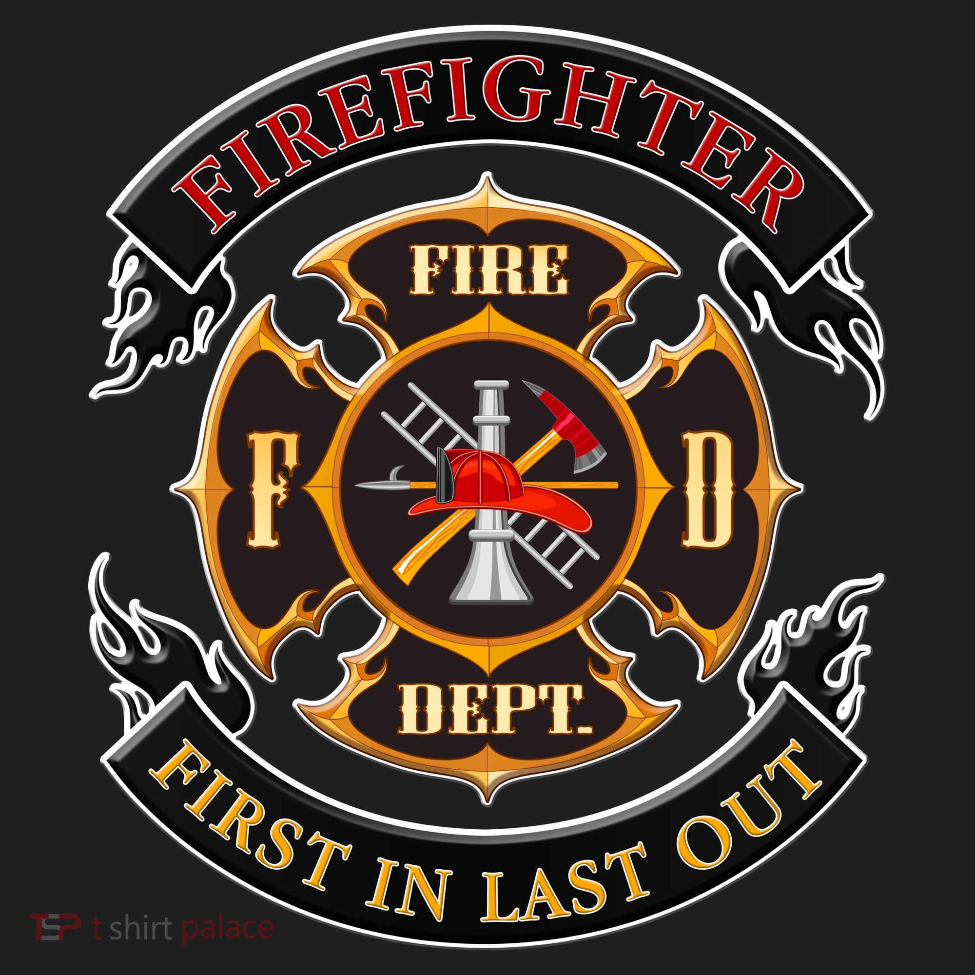 Firefighter Biker Logo First In Last Out Beanie