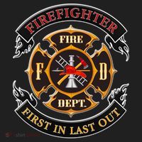 Firefighter Biker Logo First In Last Out Golf Towel thumb 3