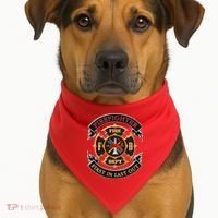 Firefighter Biker Logo First In Last Out USA-Made Doggie Bandana thumb 1