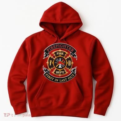 Firefighter Biker Logo First In Last Out Hoodie