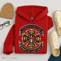 Firefighter Biker Logo First In Last Out Hoodie thumb 4
