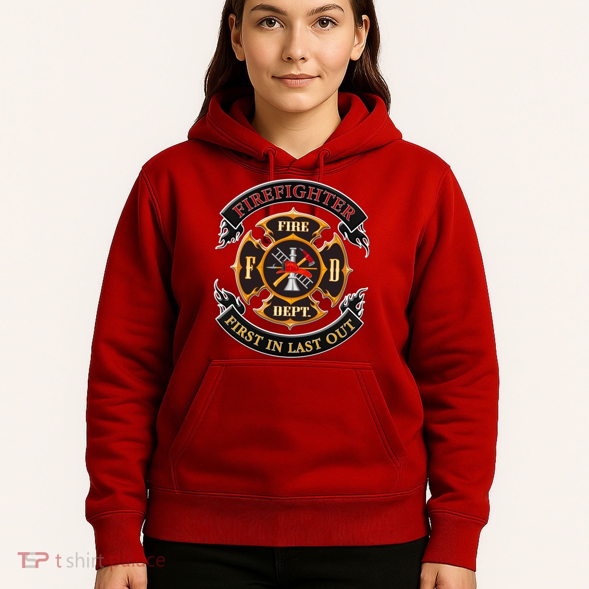 Firefighter Biker Logo First In Last Out Hoodie