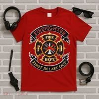 Firefighter Biker Logo First In Last Out T-Shirt thumb 5