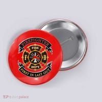 Firefighter Biker Logo First In Last Out Button thumb 0