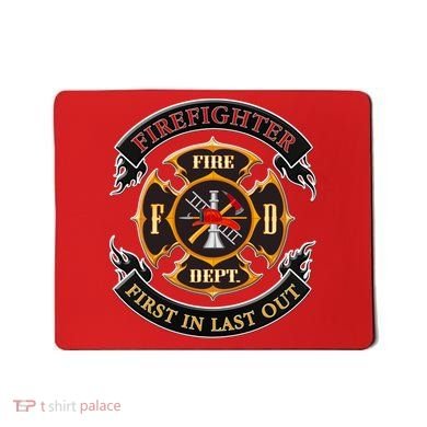 Firefighter Biker Logo First In Last Out Mousepad