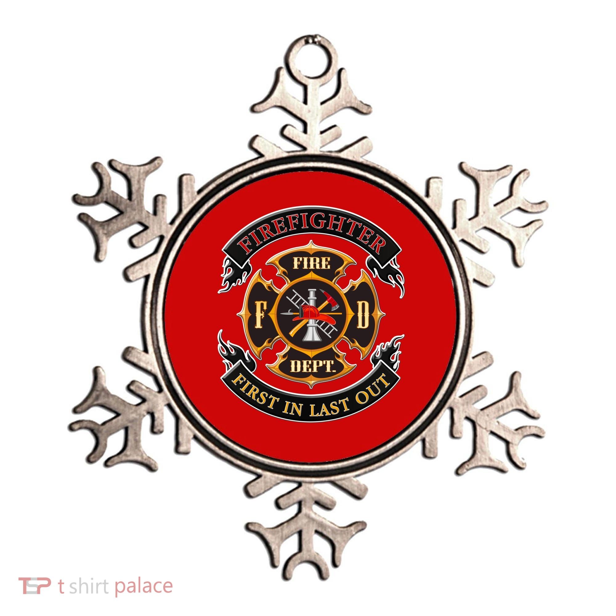 Firefighter Biker Logo First In Last Out Ornament