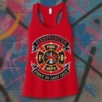 Firefighter Biker Logo First In Last Out Women's Tank Top thumb 3