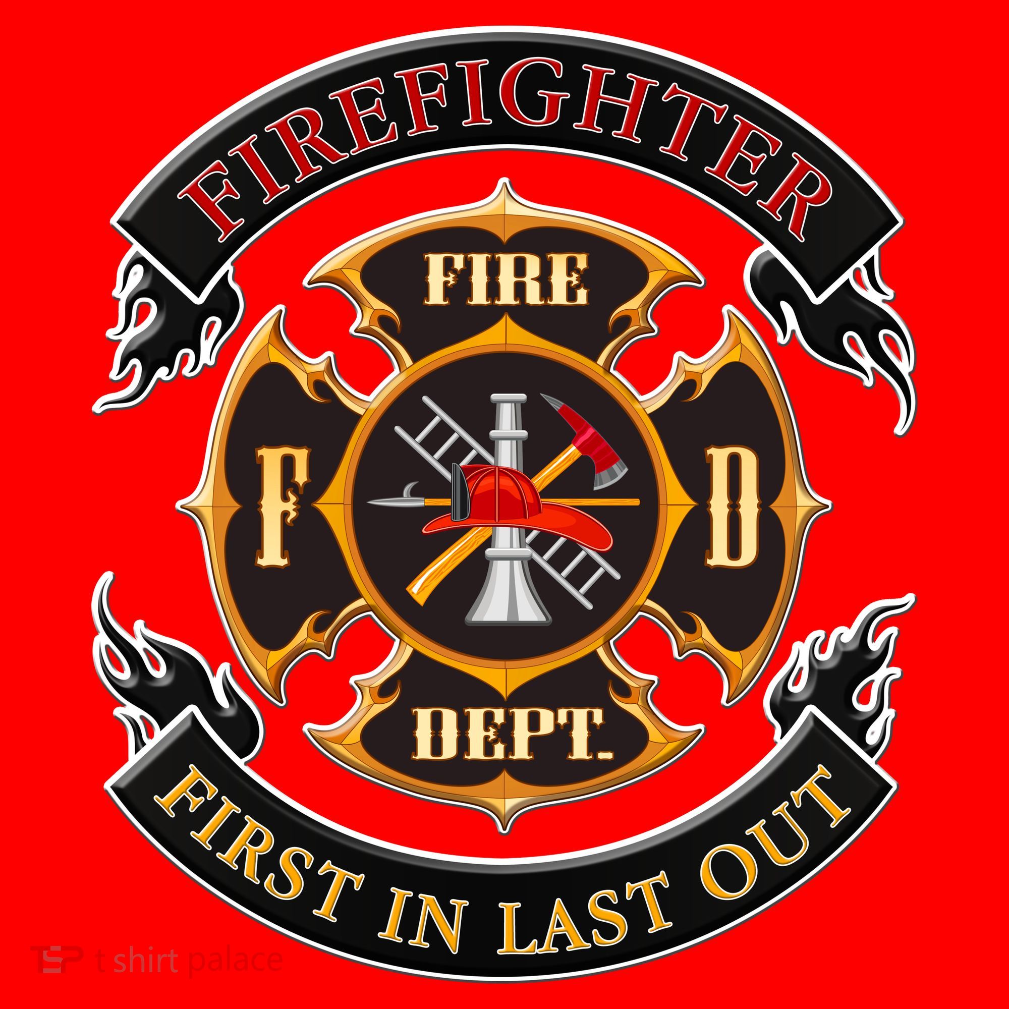 Firefighter Biker Logo First In Last Out Baby Bodysuit