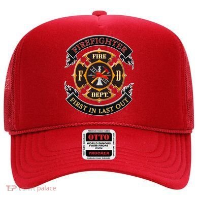 Firefighter Biker Logo First In Last Out Hat