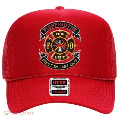 Firefighter Biker Logo First In Last Out Hat