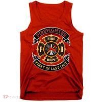 Firefighter Biker Logo First In Last Out Tank Top thumb 0