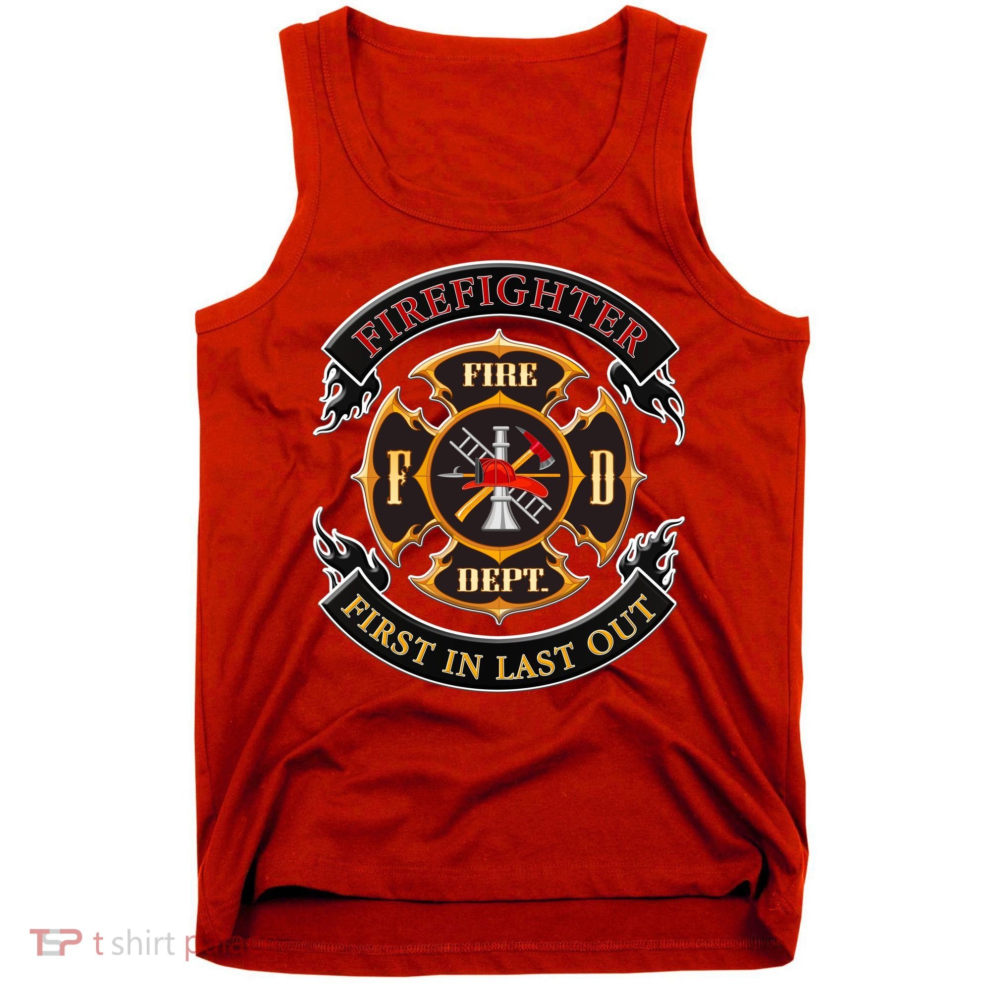 Firefighter Biker Logo First In Last Out Tank Top