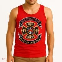 Firefighter Biker Logo First In Last Out Tank Top thumb 3