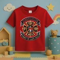 Firefighter Biker Logo First In Last Out Toddler T-Shirt thumb 3